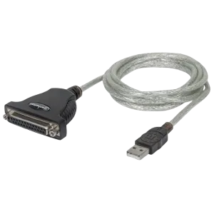 Manhattan (DB25) USB to Parallel Printer Converter (Male-Female) 1.8m Gold Plated - Black
