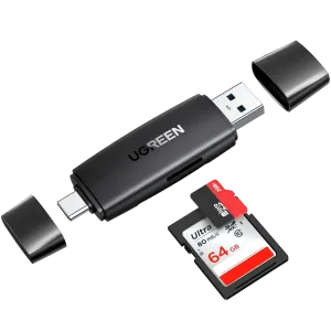 UGreen (80191) 2in1 USB 3.0 Memory Card Reader to SD/TF Card - Black