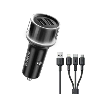 Oraimo (OCC-1152D+X93) Highway 15 15.5W Car Charger with 3-in-1 Cable - Black