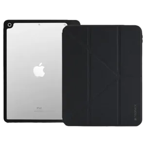 Flip Cover For Tablet Apple iPad 7 / 8 / 9 10.2'' - Rubber Design  - Hard Transparent Back - Black
