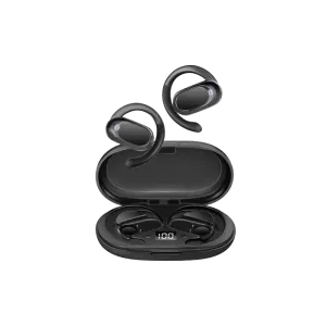 Promate ( AeroTune.Black ) Earbuds SportFit Open Ear True Wireless with IntelliTouch - Black
