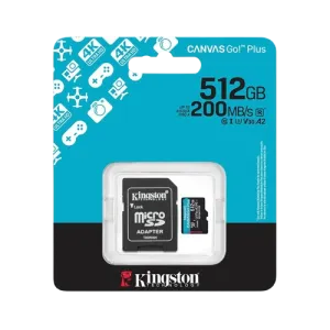 Kingston (SDCG4/512GB) 512Gb microSD Canvas Go Plus - Read 200MB/s; Write 160MB/s - Black