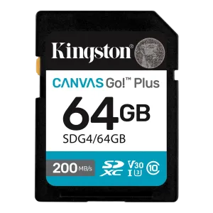 Kingston (SDCG4/64GB) 64Gb microSD Canvas Go Plus - Read 200MB/s; Write 100MB/s - Black