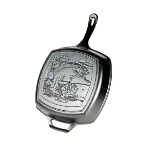 Lodge Wildlife Series 27cm Square Cast Iron Fish Grill