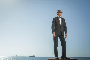 Blazer Suit Col Shawl Stretch Wool Tuxedo