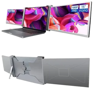 FOPO (S17) 15'' Triple Portable Monitor - Laptop Monitor Screen Extender-1080P FHD-IPS-60Hz- Gray 