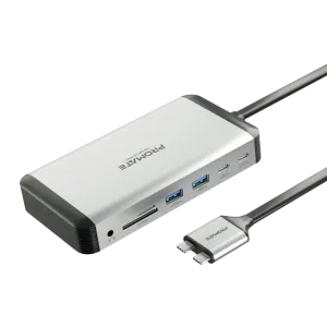 Promate (VersaHub-MST) 13in1 Macbook Docking Station with 150 Watts Power Adapter - Silver