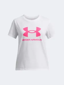 Under Armour Big Logo Boys Lifestyle T-Shirt White/Pink