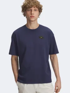 Under Armour Woven Label Heavyweight Men Lifestyle T-Shirt Washed Navy