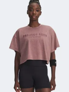 Under Armour Project Rock Statement Graphic Women Training T-Shirt Maroon Mist