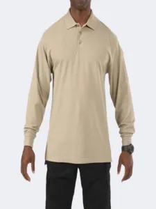 5-11 Brand Professional Men Tactical Polo Long Sleeve Khaki