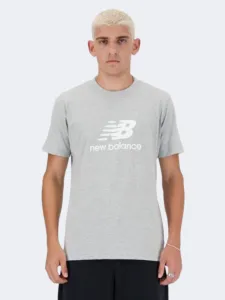 New Balance Stacked Logo Men Lifestyle T-Shirt Athletic Grey