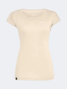 Salewa Puez Melange Women Hiking T-Shirt Beige Oatmeal