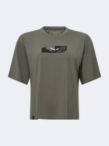 Salewa Eagle Hybrid Loose Women Hiking T-Shirt Faded Green