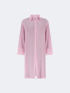 Oil And Gaz Chic Women Beach Linen Dress Ls Pink